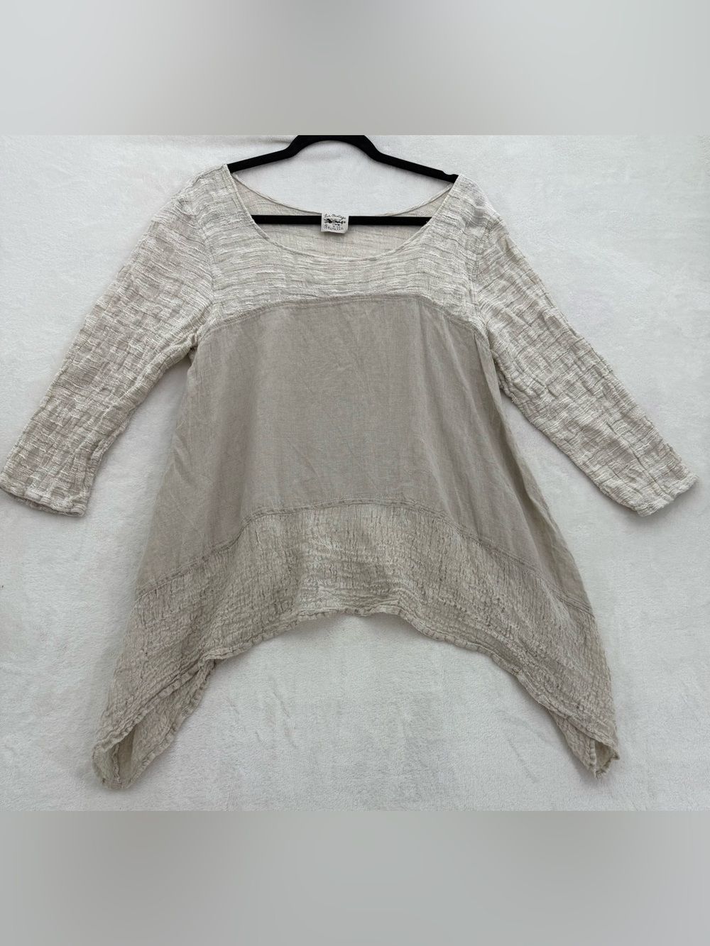 La Bottega di Brunella Cream Tan Linen Tunic Top Size Medium Flowy